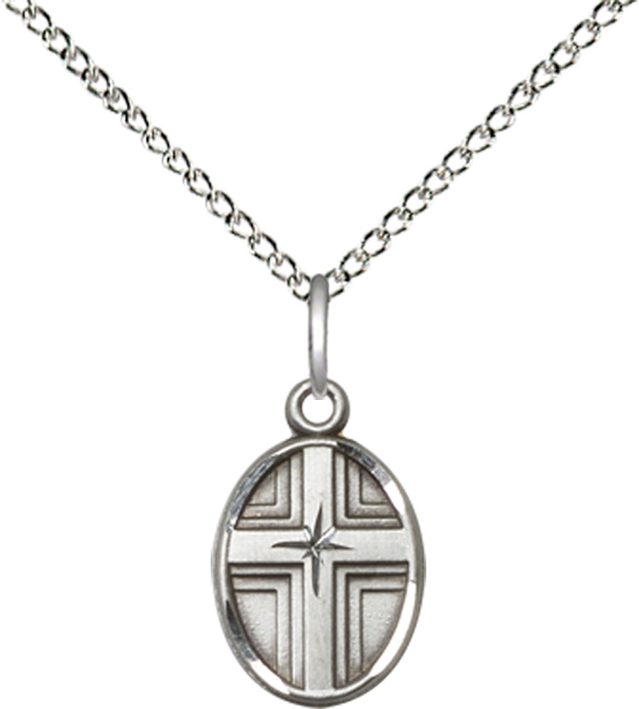 Sterling Silver Cross Pendant on a 18 inch Sterling Silver Light Curb chain