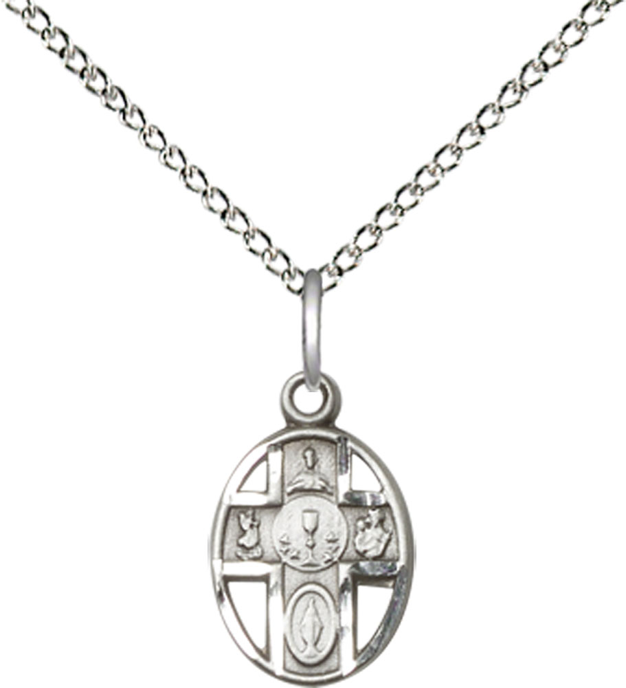 Sterling Silver 5-Way / Chalice Pendant on a 18 inch Sterling Silver Light Curb chain