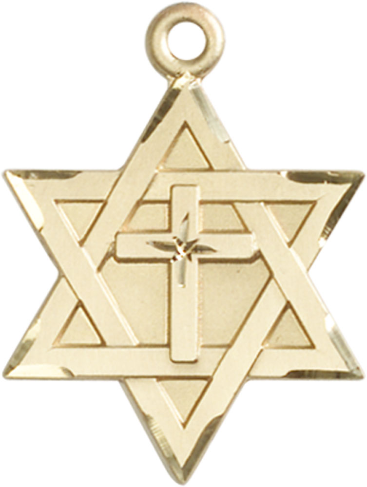 14kt Gold Star of David w/ Cross Medal