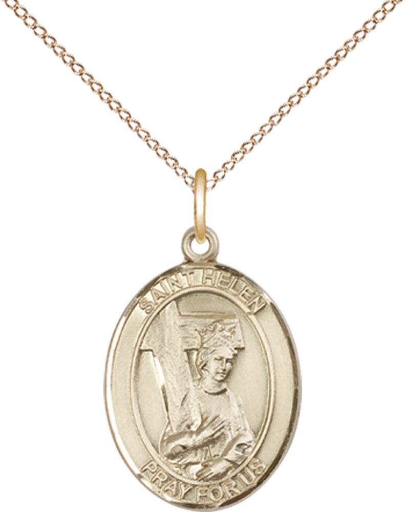 14kt Gold Filled Saint Helen Pendant on a 18 inch Gold Filled Light Curb chain