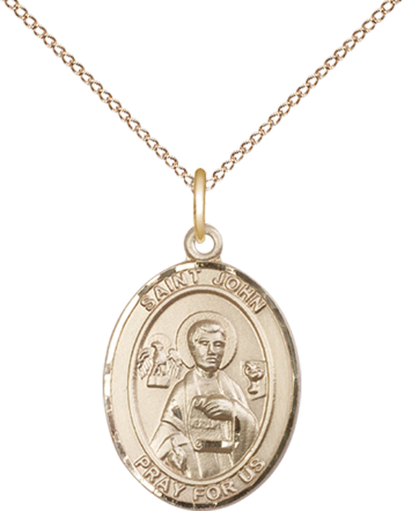 14kt Gold Filled Saint John the Apostle Pendant on a 18 inch Gold Filled Light Curb chain