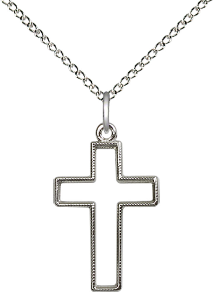 Sterling Silver Cross Pendant on a 18 inch Sterling Silver Light Curb chain