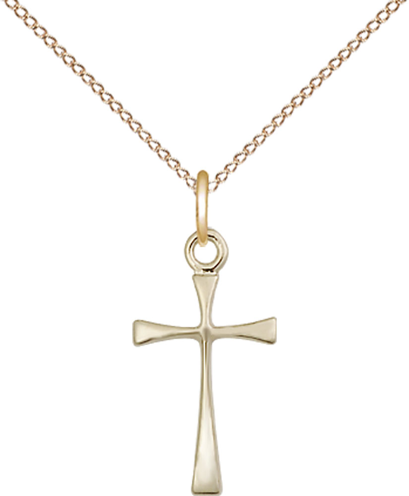 14kt Gold Filled Maltese Cross Pendant on a 18 inch Gold Filled Light Curb chain