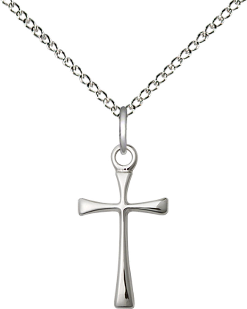 Sterling Silver Maltese Cross Pendant on a 18 inch Sterling Silver Light Curb chain