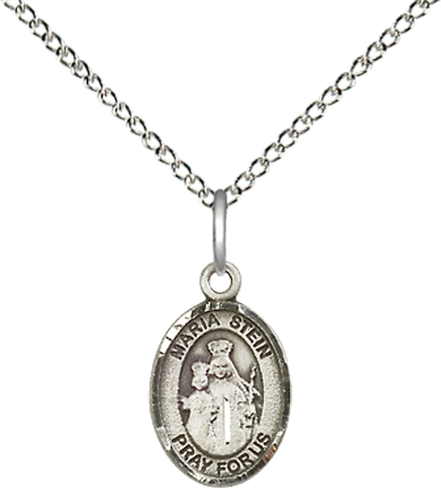 Sterling Silver Maria Stein Pendant on a 18 inch Sterling Silver Light Curb chain