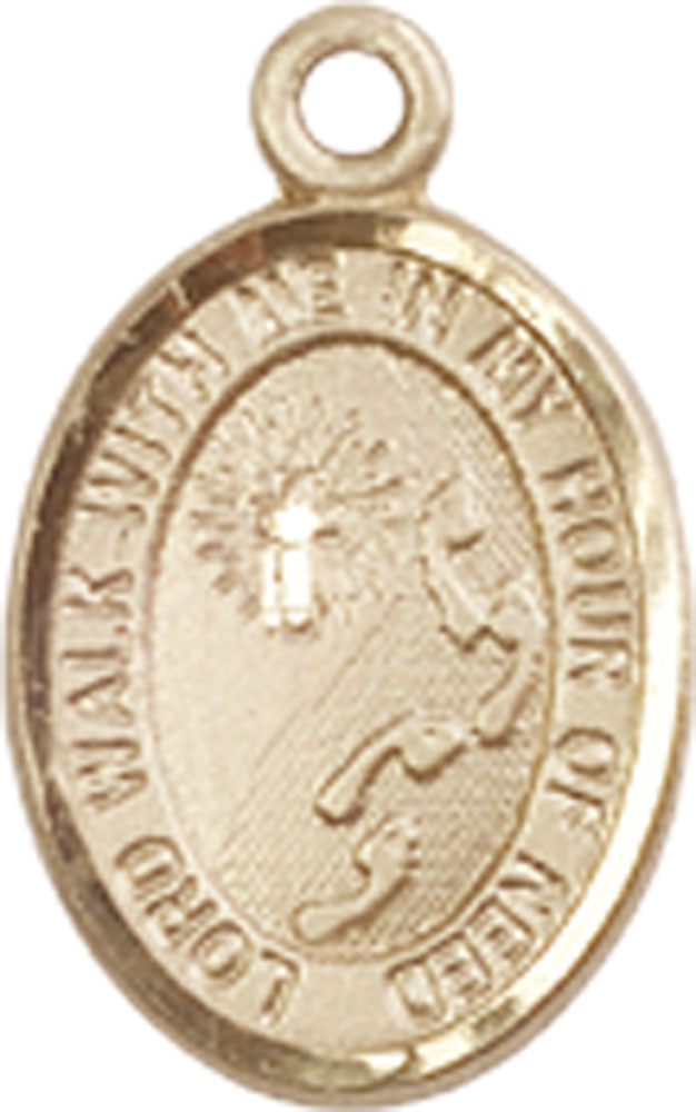 14kt Gold Footprints Cross Medal