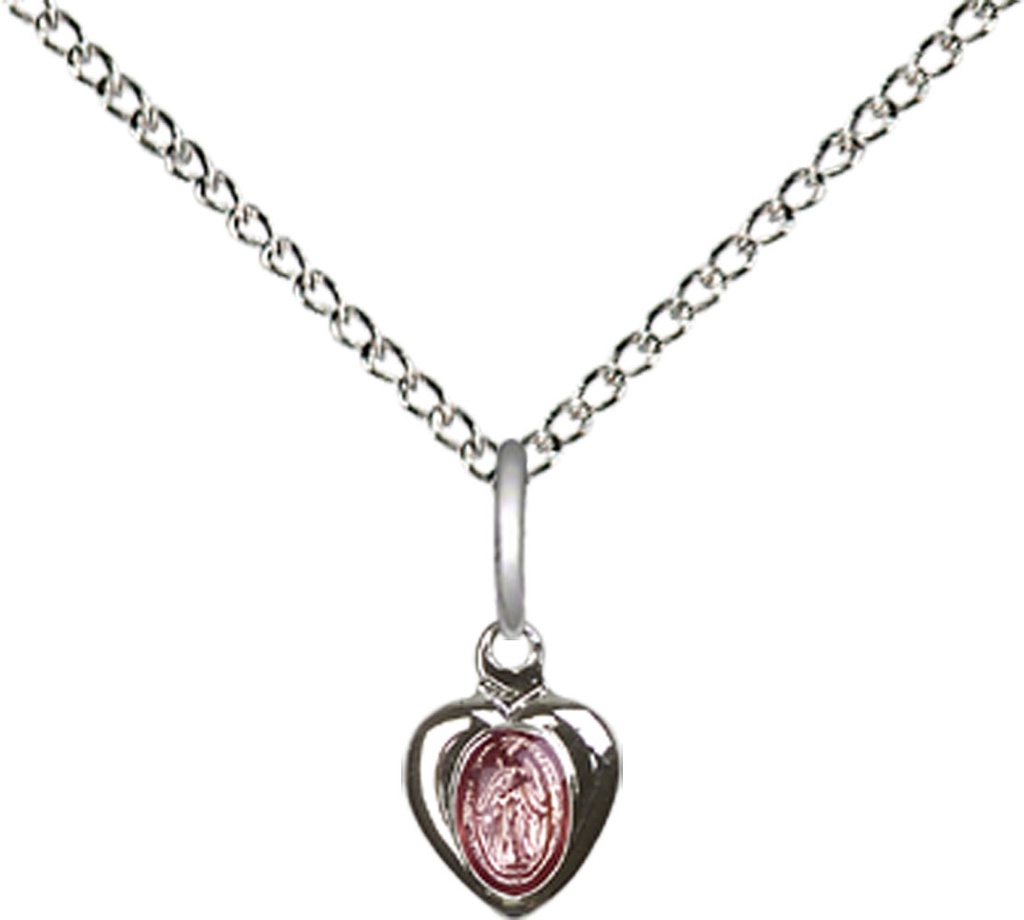 Sterling Silver Miraculous Pendant on a 18 inch Sterling Silver Light Curb chain