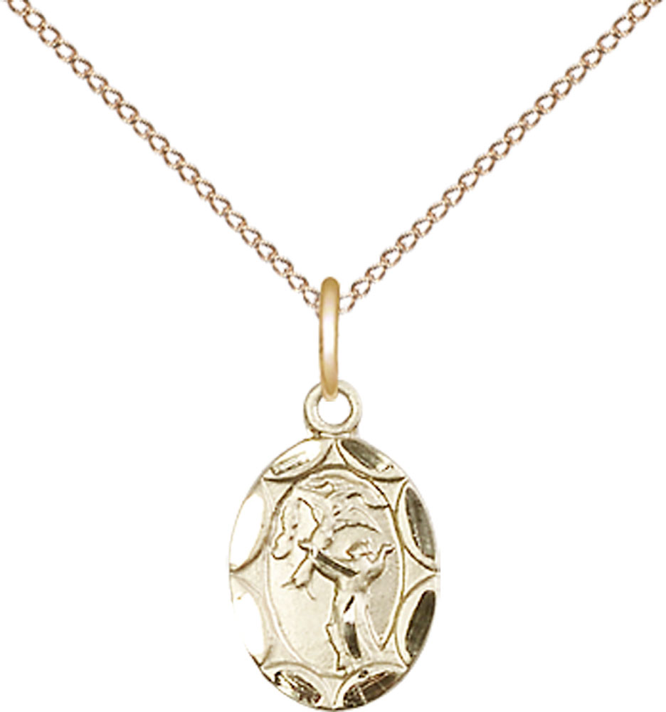 14kt Gold Filled Saint Francis Pendant on a 18 inch Gold Filled Light Curb chain