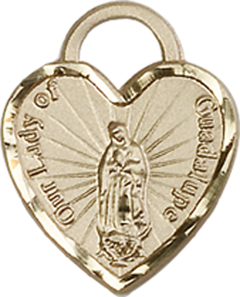 14kt Gold Our Lady of Guadalupe Heart Medal