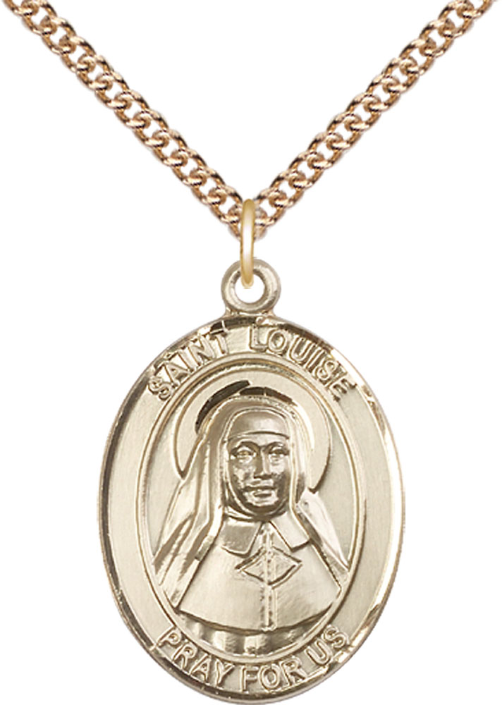 14kt Gold Filled Saint Louise de Marillac Pendant on a 24 inch Gold Filled Heavy Curb chain