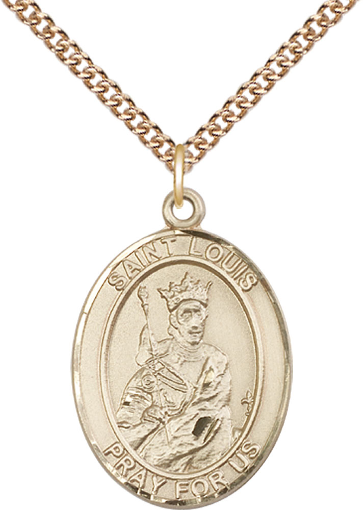 14kt Gold Filled Saint Louis Pendant on a 24 inch Gold Filled Heavy Curb chain