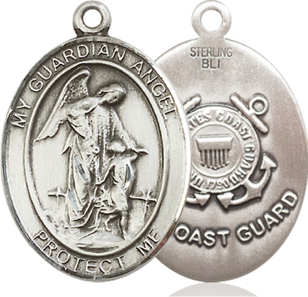 Sterling Silver Guardian Angel Coast Guard Medal