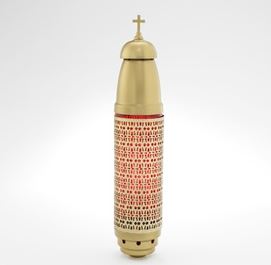 Candle -Gold w/ RED-WITH Filigree - W/ Stake