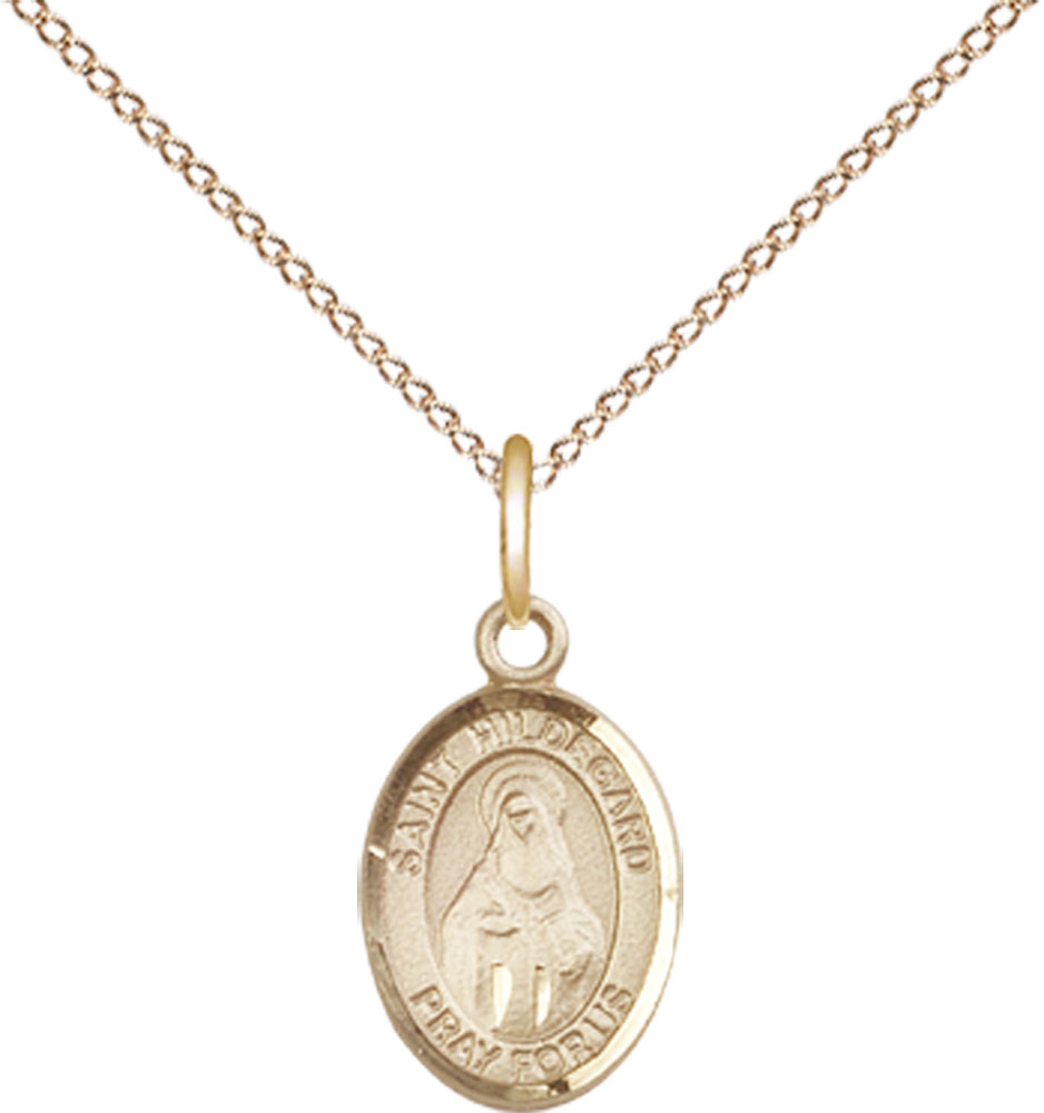 14kt Gold Filled Saint Hildegard von Bingen Pendant on a 18 inch Gold Filled Light Curb chain