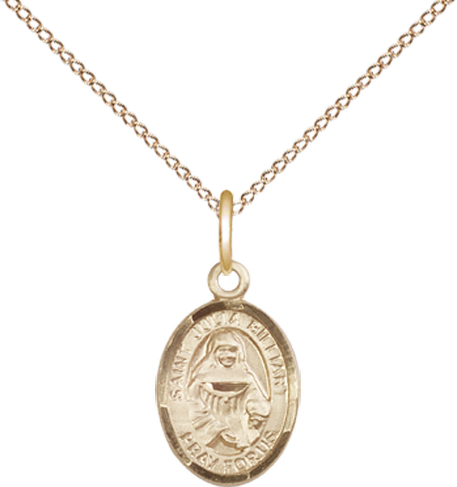 14kt Gold Filled Saint Julia Billiart Pendant on a 18 inch Gold Filled Light Curb chain