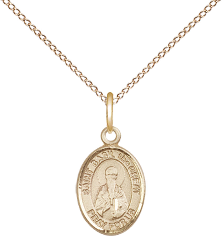 14kt Gold Filled Saint Basil the Great Pendant on a 18 inch Gold Filled Light Curb chain