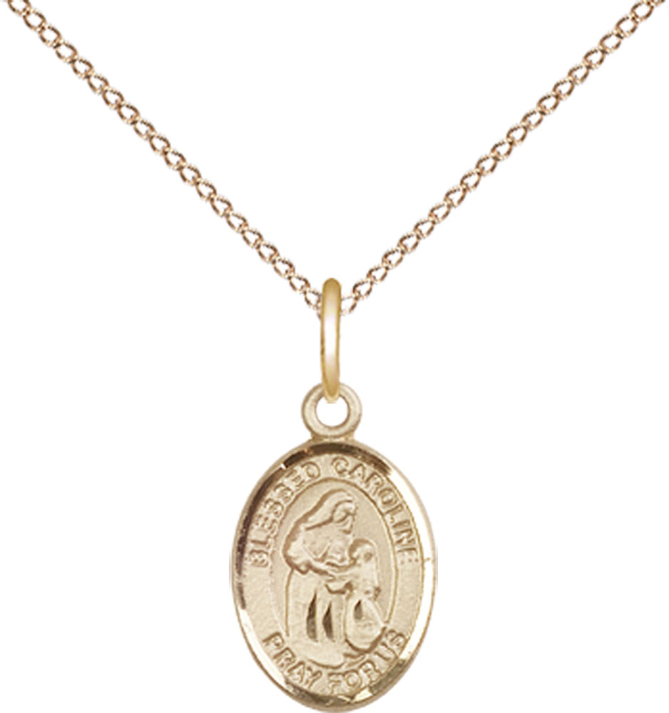 14kt Gold Filled Blessed Caroline Gerhardinger Pendant on a 18 inch Gold Filled Light Curb chain