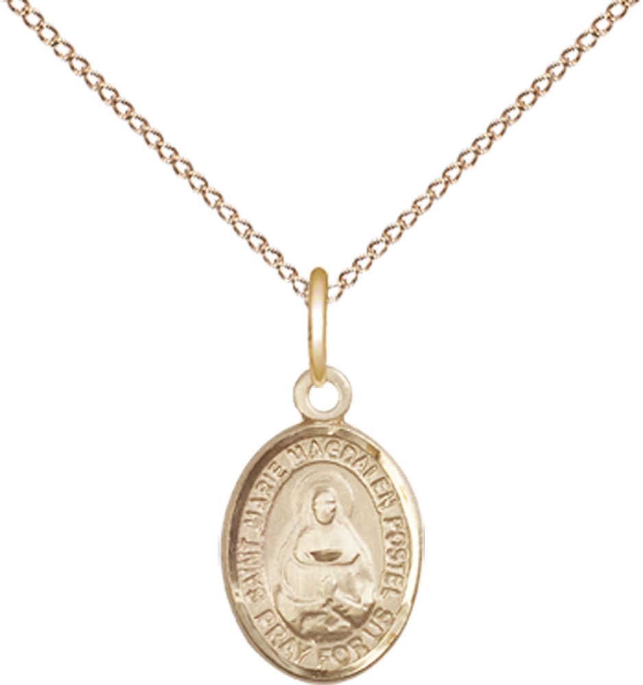 14kt Gold Filled Marie Magdalen Postel Pendant on a 18 inch Gold Filled Light Curb chain