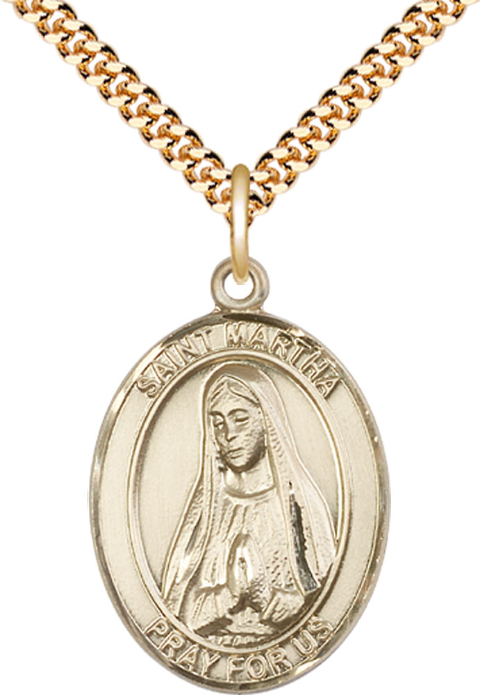 14kt Gold Filled Saint Martha Pendant on a 24 inch Gold Plate Heavy Curb chain