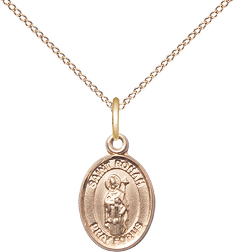 14kt Gold Filled Saint Ronan Pendant on a 18 inch Gold Filled Light Curb chain