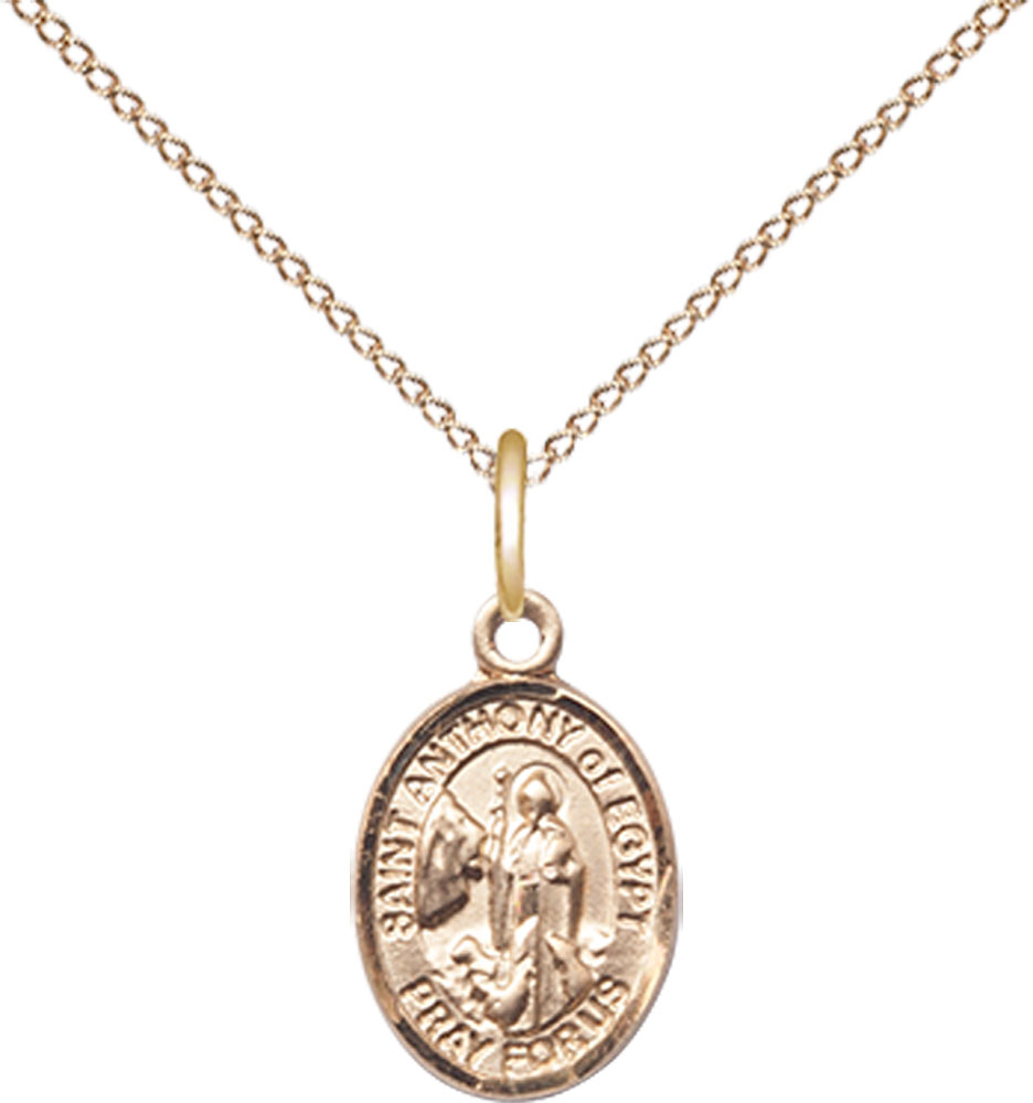 14kt Gold Filled Saint Anthony of Egypt Pendant on a 18 inch Gold Filled Light Curb chain