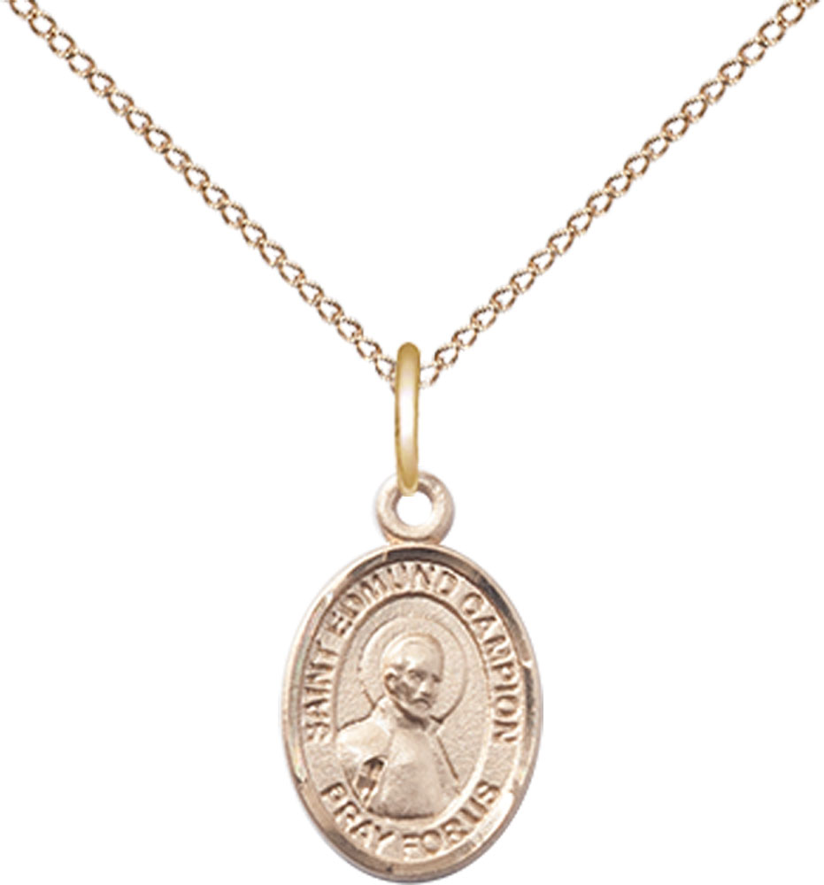 14kt Gold Filled Saint Edmund Campion Pendant on a 18 inch Gold Filled Light Curb chain