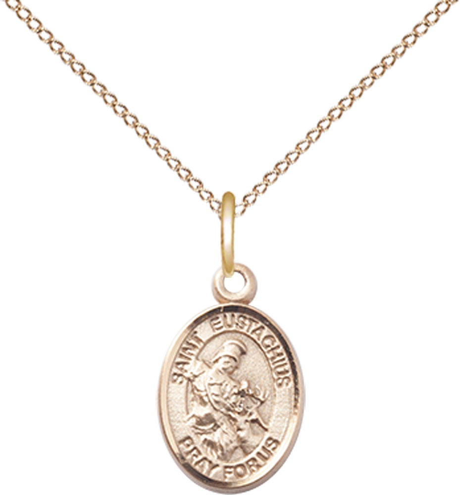 14kt Gold Filled Saint Eustachius Pendant on a 18 inch Gold Filled Light Curb chain