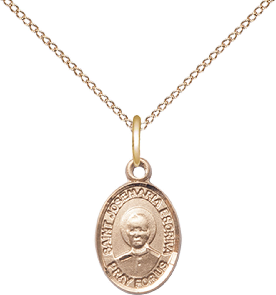 14kt Gold Filled Saint Josemaria Escriva Pendant on a 18 inch Gold Filled Light Curb chain