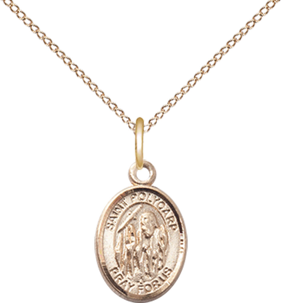 14kt Gold Filled Saint Polycarp of Smyrna Pendant on a 18 inch Gold Filled Light Curb chain