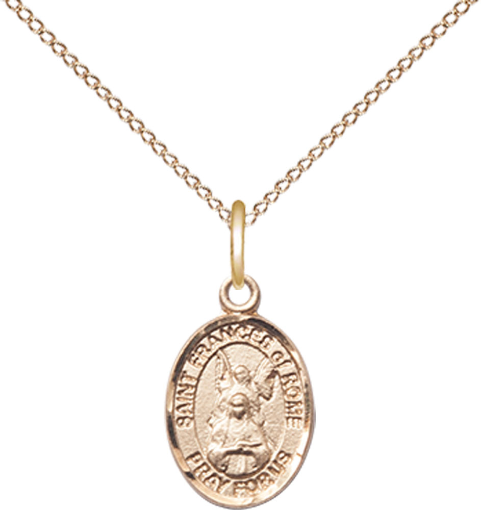 14kt Gold Filled Saint Frances of Rome Pendant on a 18 inch Gold Filled Light Curb chain