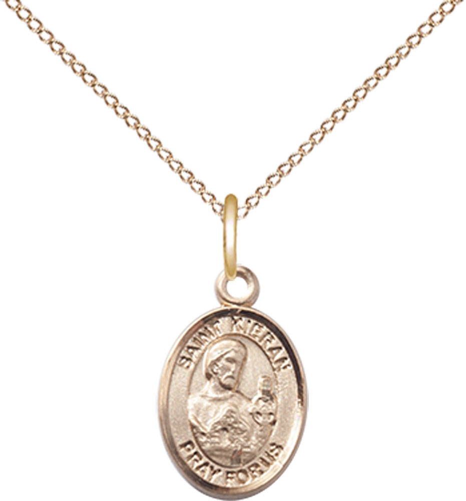 14kt Gold Filled Saint Kieran Pendant on a 18 inch Gold Filled Light Curb chain