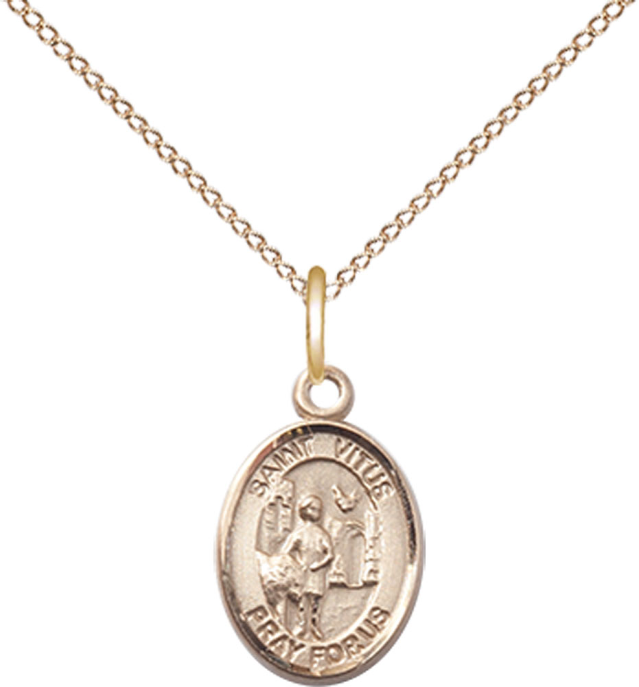 14kt Gold Filled Saint Vitus Pendant on a 18 inch Gold Filled Light Curb chain