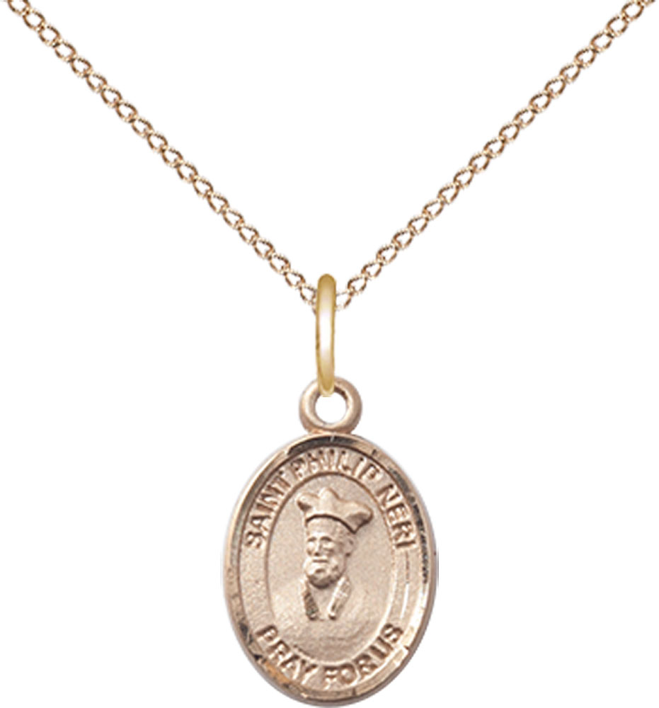 14kt Gold Filled Saint Philip Neri Pendant on a 18 inch Gold Filled Light Curb chain