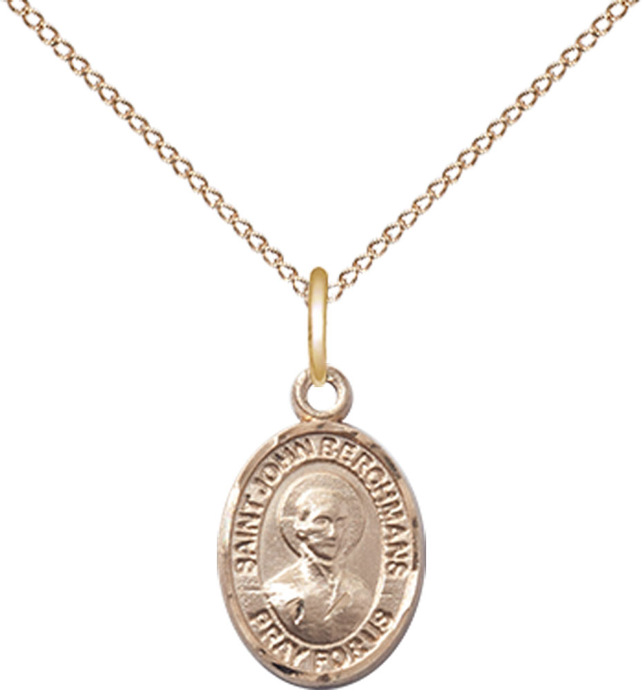 14kt Gold Filled Saint John Berchmans Pendant on a 18 inch Gold Filled Light Curb chain