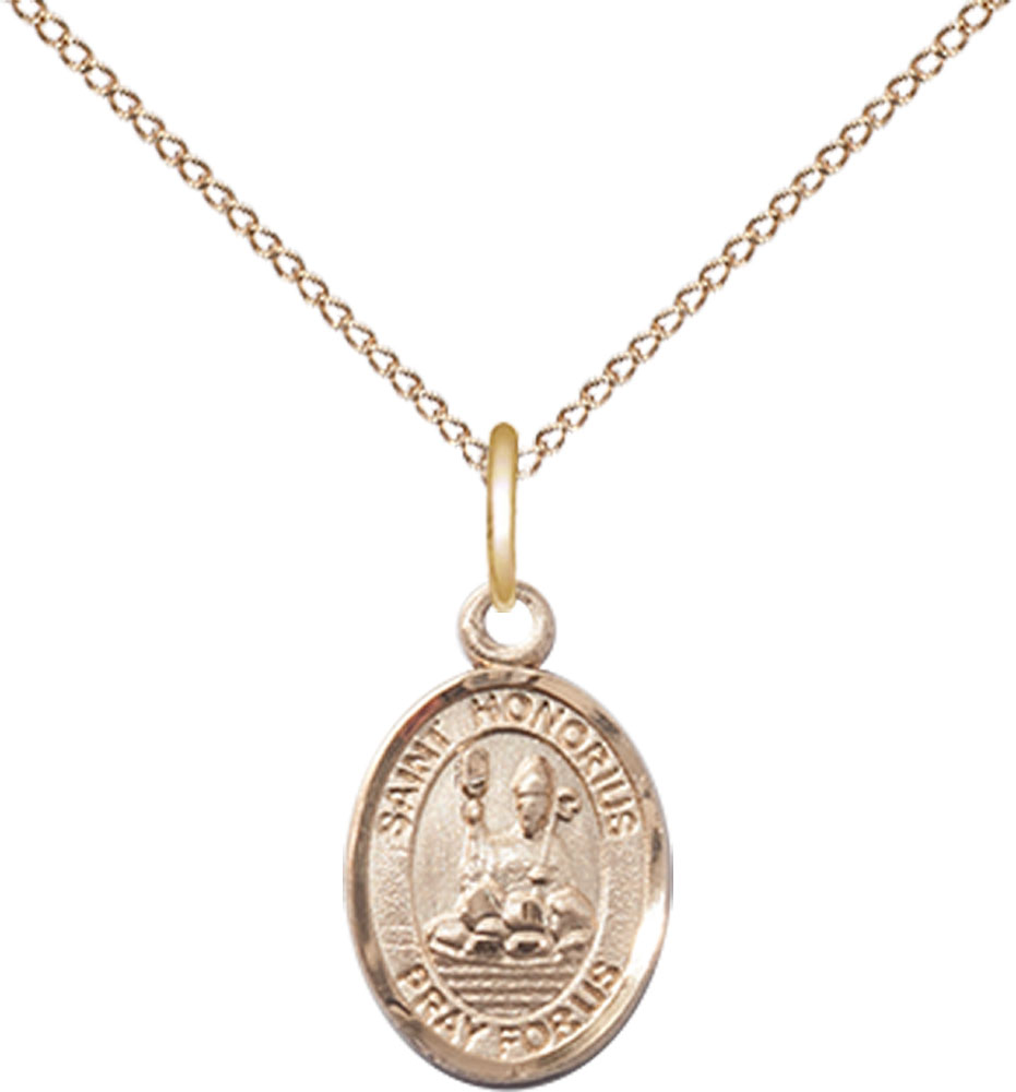14kt Gold Filled Saint Honorius Pendant on a 18 inch Gold Filled Light Curb chain