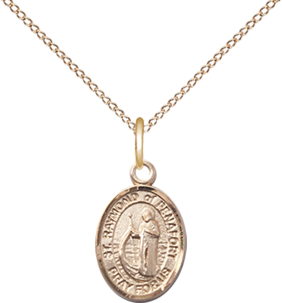 14kt Gold Filled Saint Raymond of Penafort Pendant on a 18 inch Gold Filled Light Curb chain
