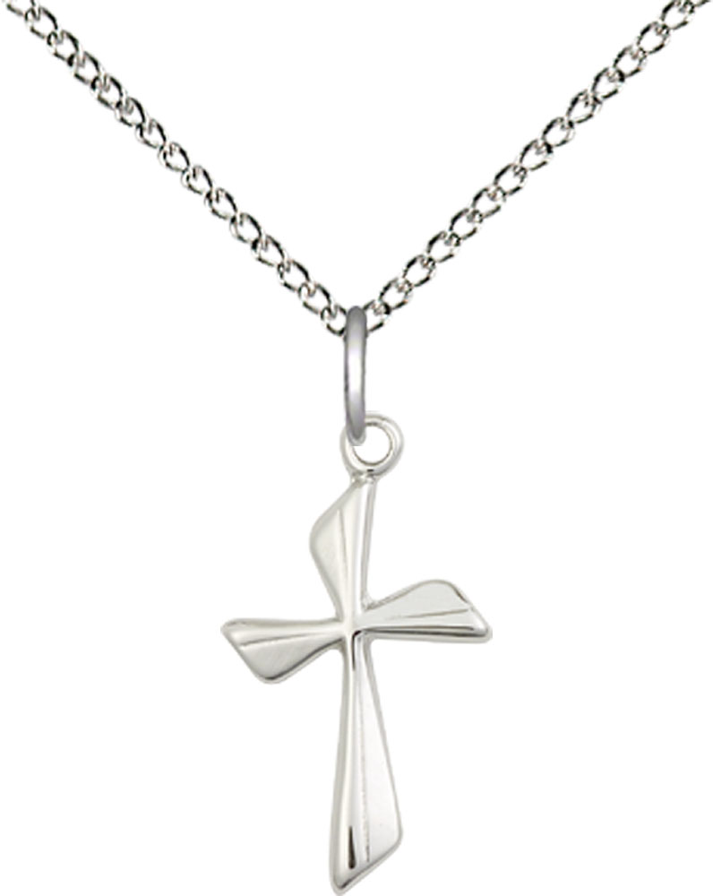 Sterling Silver Cross Pendant on a 18 inch Sterling Silver Light Curb chain