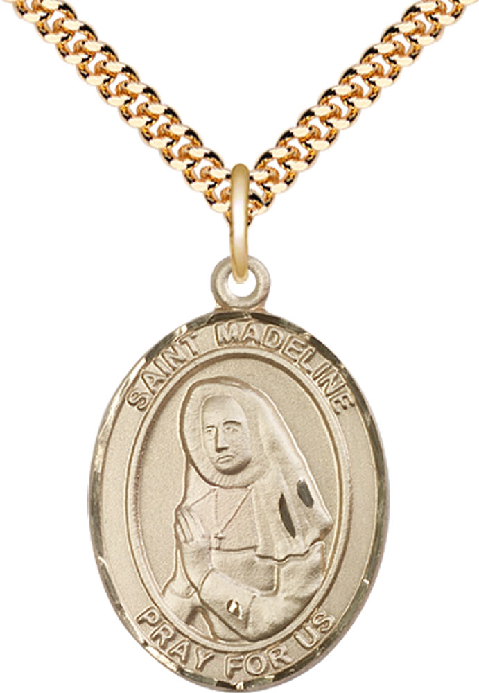 14kt Gold Filled Saint Madeline Sophie Barat Pendant on a 24 inch Gold Plate Heavy Curb chain
