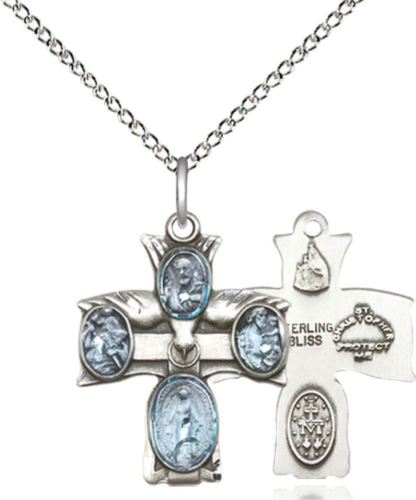 Sterling Silver 4-Way Pendant on a 18 inch Sterling Silver Light Curb chain