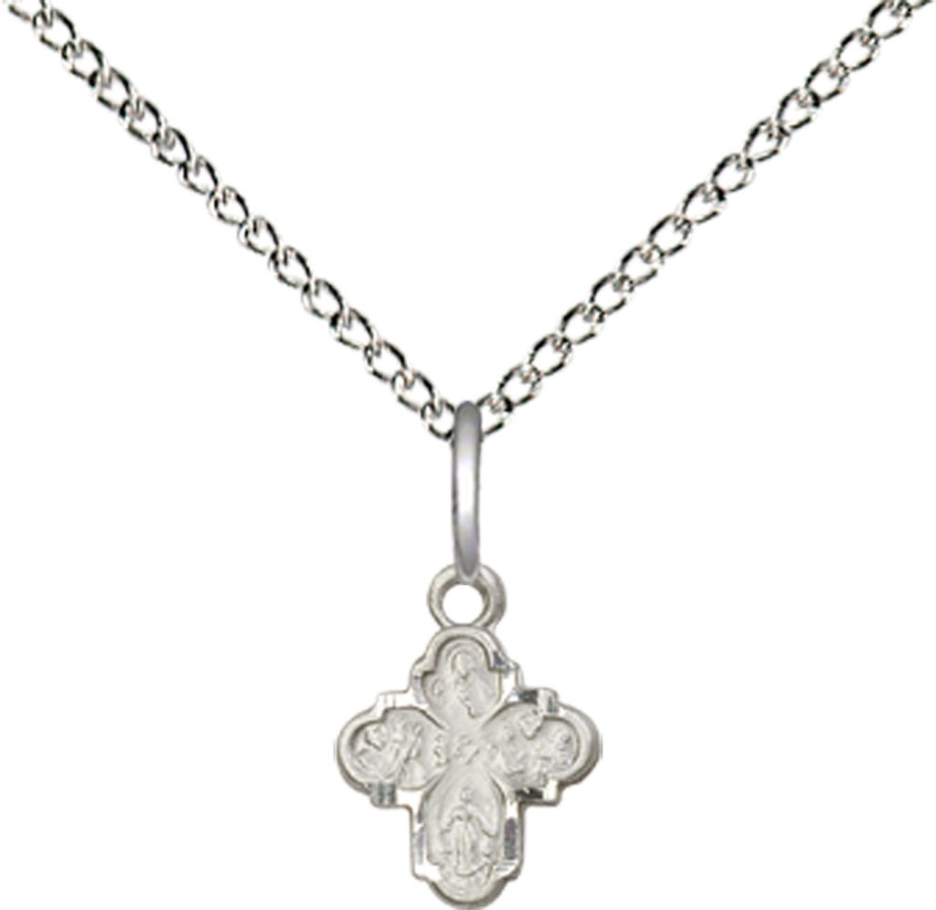 Sterling Silver 4-Way Pendant on a 18 inch Sterling Silver Light Curb chain