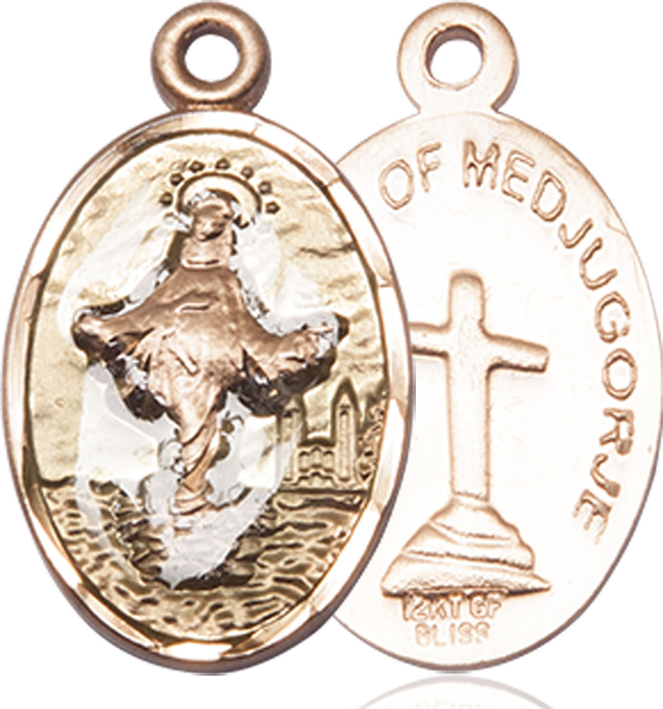 14kt Gold Our Lady of Medugorje Medal