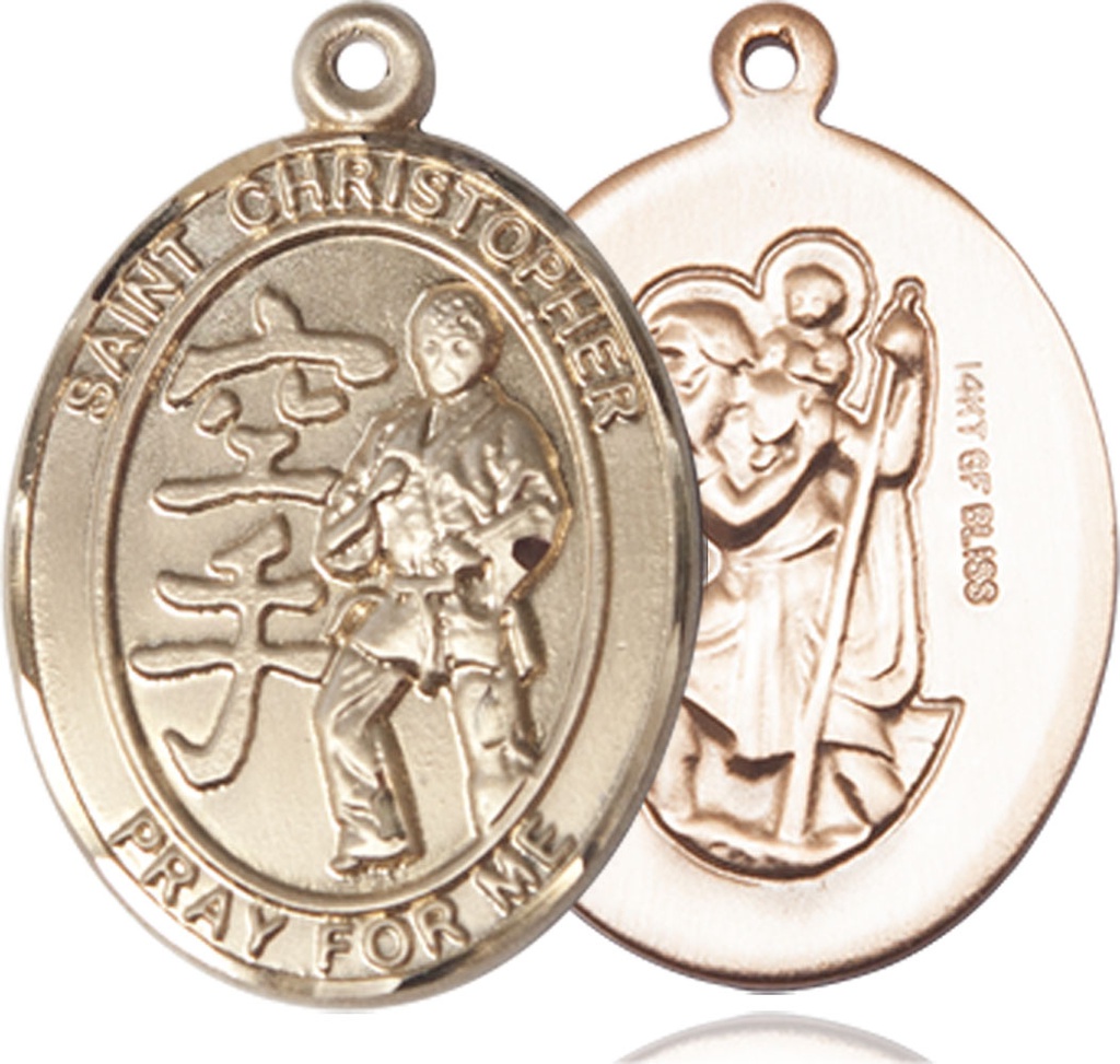 14kt Gold Filled Saint Christopher Karate Medal