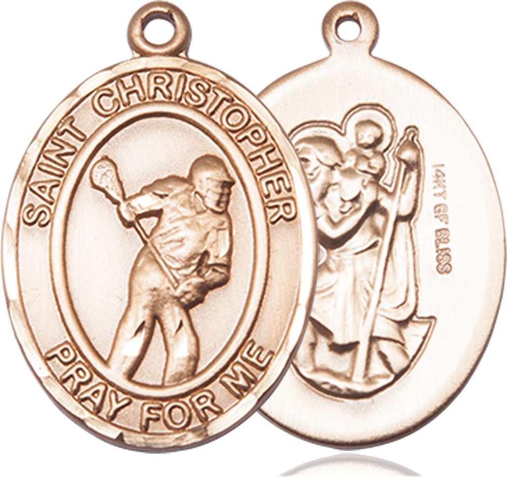 14kt Gold Filled Saint Christopher Lacrosse Medal
