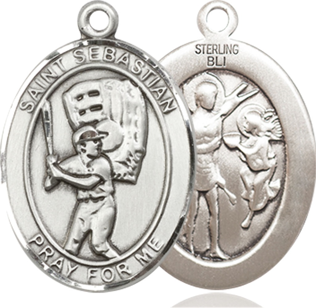 Sterling Silver Saint Sebastian Baseball Medal