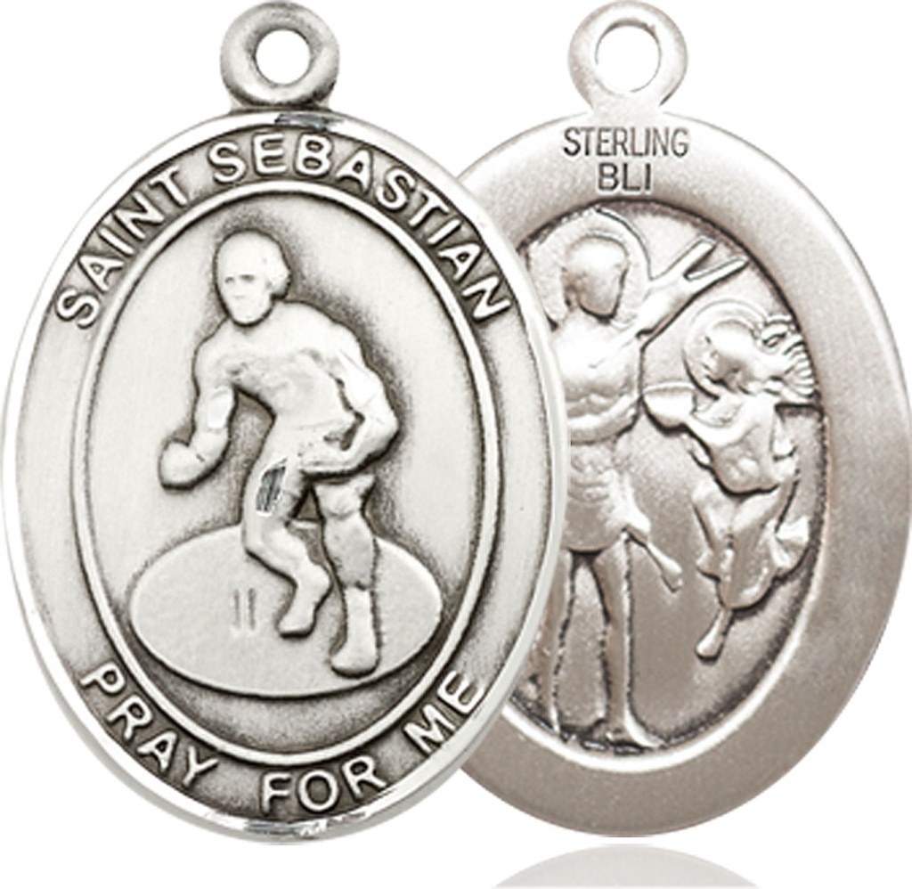 Sterling Silver Saint Sebastian Wrestling Medal