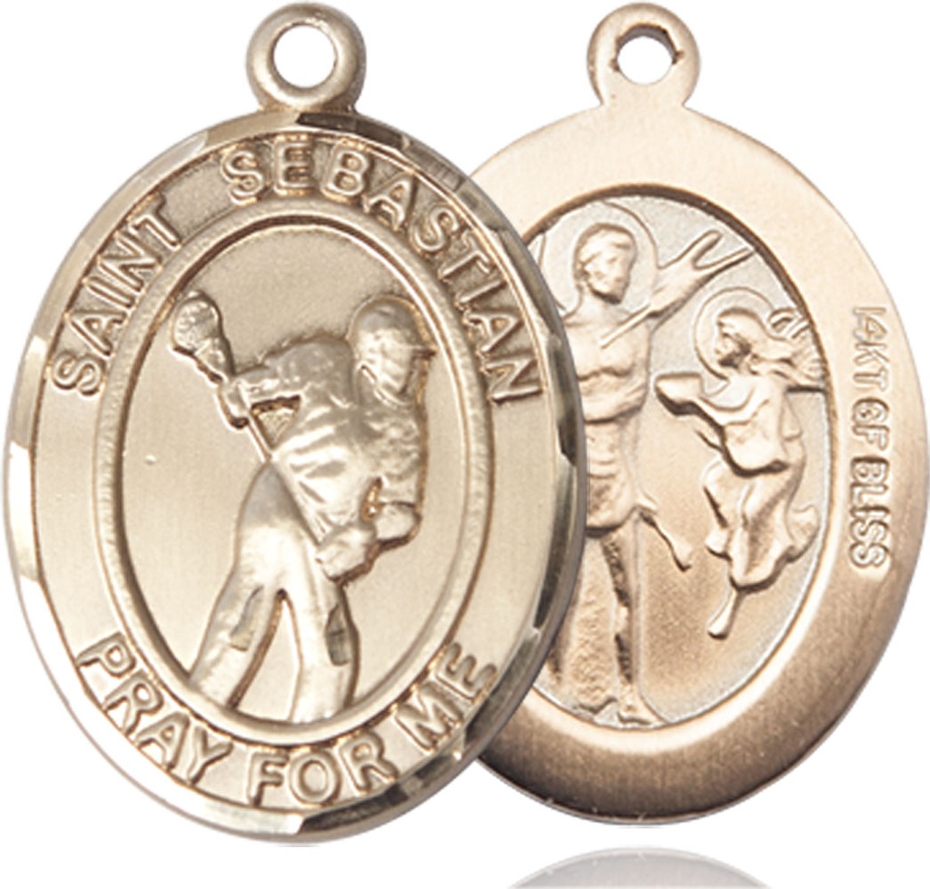14kt Gold Filled Saint Sebastian Lacrosse Medal