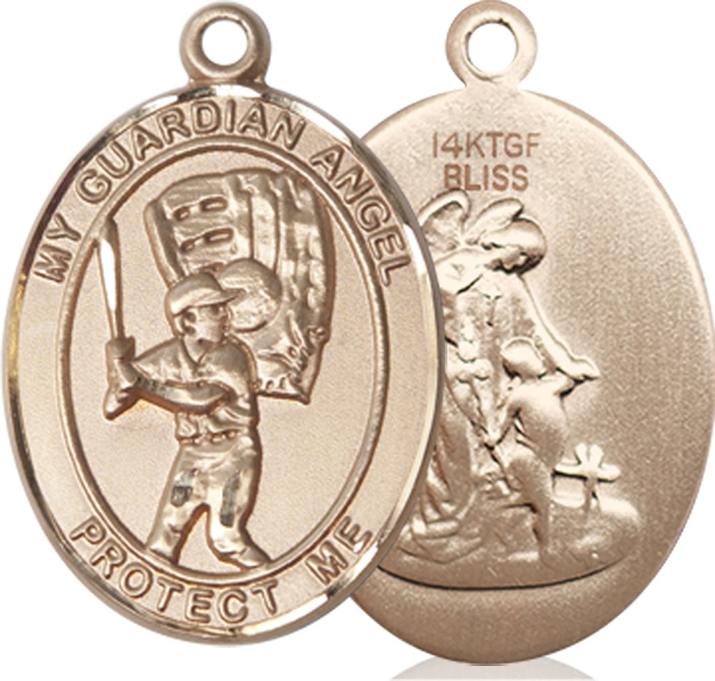 14kt Gold Filled Guardian Angel Baseball Medal