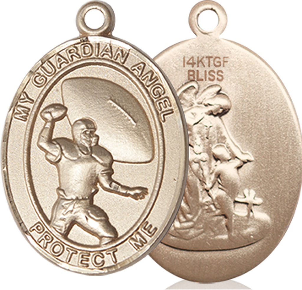 14kt Gold Filled Guardian Angel Football Medal
