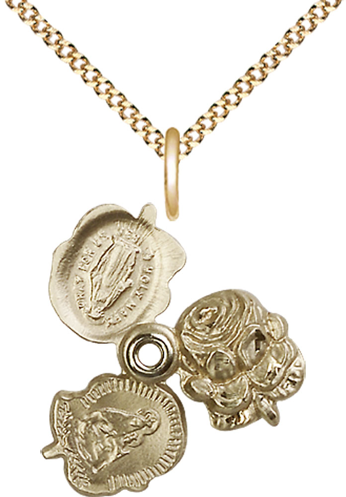 14kt Gold Filled Rosebud Pendant on a 18 inch Gold Plate Light Curb chain