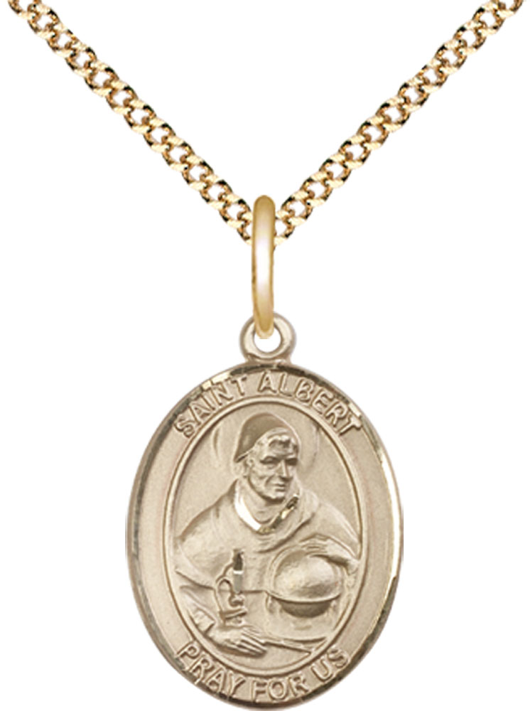 14kt Gold Filled Saint Albert the Great Pendant on a 18 inch Gold Plate Light Curb chain